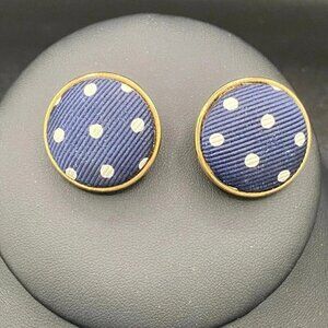 Pretty Woman Polo Navy and White Polka Dot Clip On Earrings Ellen Designs
